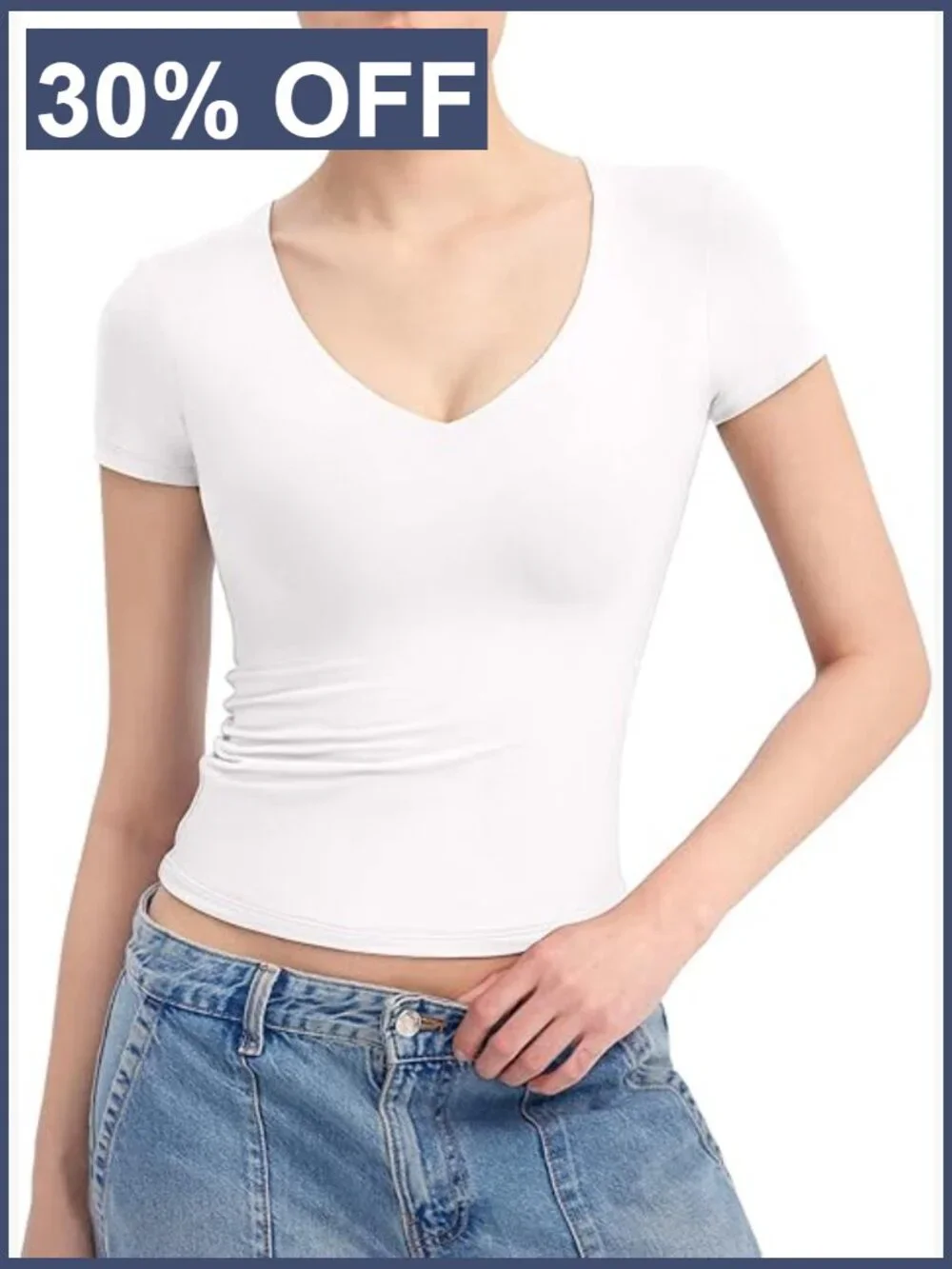 V-Neck Slim Fit Short Sleeve Tee Buttery Soft Going Out Top